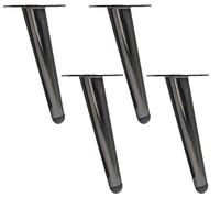 Paquete de 4 patas inclinadas de hierro negro de 40 cm, patas de repuesto duraderas para mesas de café, bancos, sillas y bancos de trabajo, modernización de muebles
