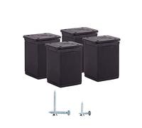 Paquete de 4 patas negras modernas de altura ajustable para muebles de 6 cm, perfil angular: 40 x 40 mm, materiales: aluminio, plástico, tornillos incluidos (4, negro)