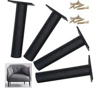 Paquete de 4 patas redondas de metal negro para muebles, 20 cm, para sofás, mesas de café, armarios de TV, escritorios y barras de desayuno, capacidad de carga resistente, 800 kg, tornillos incluidos