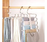 Paquete de 4 Perchas Azeroth para Pantalones, ahorran Espacio, de Acero Inoxidable, diseño Antideslizante, Organizador de Almacenamiento para Pantalones, Jeans, Pantalones, Faldas, Bufandas