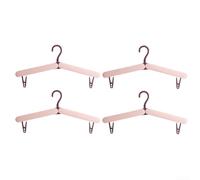 Paquete de 4 perchas de viaje plegables ligeras de plástico ABS, diseñadas para la organización de ropa y calcetines con ahorro de espacio y construcción para uso en viajes (rosa)