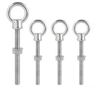 Paquete de 4 pernos de ojo de acero inoxidable de 120 mm | Elevación 304 para tornillos de anillo con bucle forjado para aparejos resistentes | Elevación | Marina e industrial (M12 x 120-1 juego)