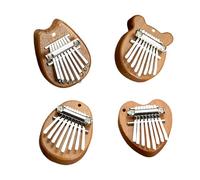 Paquete de 4 pianos de dedo para regalo de Navidad, mini piano de pulgar con 8 teclas, mini bolsillo, kalimba, lindo corazón ovalado, oso, kalimba de madera maciza