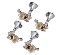 Paquete de 4 piezas de afinación de guitarra 2L2R exquisitas piezas de afinación de guitarra para ukelele plateado con cabeza de metal