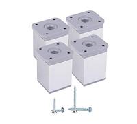 (Paquete de 4 piezas) Patas de muebles de altura ajustable Perfil angular: 40 x 40 mm, Materiales: plástico, aluminio, tornillos incluidos (4, 6 cm de altura)