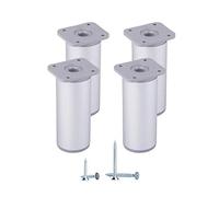 (Paquete de 4 piezas) Patas de muebles redondas de altura ajustable, Material: Plástico, Aluminio. Tornillos incluidos (4, 10 cm de altura)
