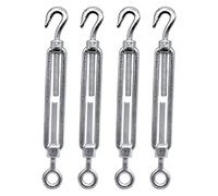 (paquete de 4 piezas) Tensor de alambre tensor M8, tensores ajustables gancho y ojo, tensión del cable de cuerda (4 piezas, M8)