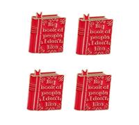 Paquete de 4 pines esmaltados humorísticos - "Big Book of People I Don't Like", pines de solapa con botones dorados, bonitos regalos divertidos para amigos, compañeros de trabajo