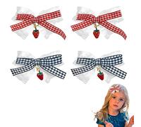 Paquete de 4 pinzas para el pelo de fresa pequeña princesa lazos rojos accesorios para pasadores trenzados adornos