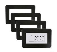 Paquete de 4 placas de interruptor de luz automática, rodeos de interruptor de resina acrílica para decoración de oficina en casa, color plateado (negro)