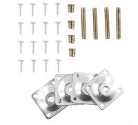 Paquete de 4 placas de montaje de patas de muebles de hierro con tornillos M8 de madera a metal, soportes de fijación nivelados y angulares para kit de reparación de mesa de sofá, silla, mesa