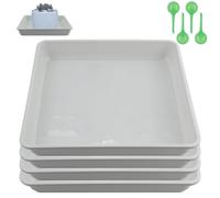 Paquete de 4 platillos cuadrados para plantas, 30 cm, bandeja de goteo de agua para plantas, platillos para macetas, macetas cuadradas para interiores y exteriores, sin agujeros, platillo de