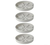 Paquete de 4 platillos redondos de plástico para macetas, bandejas de goteo de plástico grueso, atrapador de agua, diseño nórdico minimalista en blanco, verde y gris para interiores y exteriores