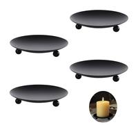 Paquete de 4 Platos de Velas Alppihym Candelabros para Velas de Pilar, Velas de Bautizo, candelabros, Posavasos - El Negro es Duradero y Hermoso