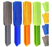 Paquete de 4 plumeros para persianas, con 4 fundas de microfibra extraíbles y lavables, cepillo limpiador de persianas para ventanas, rejillas de ventilación de aire acondicionado, ventiladores,