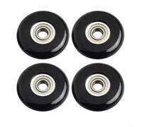 Paquete de 4 poleas de cojinete de rueda de 43 mm, eje 608 para máquina de remo, accesorio de equipo de fitness de metal de goma (negro)