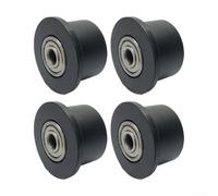 Paquete de 4 poleas de rodamiento para máquina de remo para entrenador abdominal con construcción de plástico de metal, 8 mm de diámetro interior, 41,3 mm de diámetro exterior, color negro, accesorios