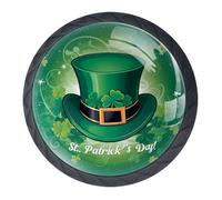 Paquete de 4 pomos de armario con diseño de sombrero de trébol, tiradores decorativos para cajones de moda, pomos de tocador para armarios y cajones, 1.38 pulgadas