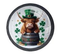Paquete de 4 pomos de armario con sombrero de trébol de vaca rural, tiradores decorativos para cajones de moda, pomos de tocador para armarios y cajones, 1.38 pulgadas