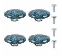 Paquete de 4 pomos de puerta de piedra de cristal natural, tiradores decorativos vintage de cristal para armario, armario, aparador (azul)