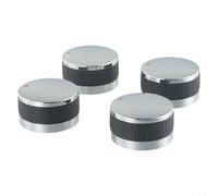 Paquete de 4 pomos de repuesto para parrilla de gas compatibles con barbacoa al aire libre para horno, estufa, anillo antideslizante de plástico ABS cromado redondo (50 mm)