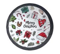 Paquete de 4 pomos decorativos para cajones de 1.38 pulgadas, diseño de sombrero de árbol de Navidad, color negro, tiradores de accesorios para cajones, armarios, juego de 4