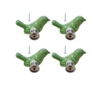 Paquete de 4 pomos para puerta de armario con diseño de pájaro verde, pomos de cerámica para cajón, tiradores vintage para armario (verde)