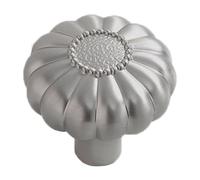 Paquete de 4 pomos plateados de 1.2 pulgadas para cajones, de aleación de zinc, tiradores de un solo agujero para cómodas, manijas de armario de 31 mm con flores de calabaza para armarios de cocina (4