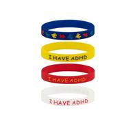 Paquete de 4 pulseras con texto en inglés "I Have TDAH", para concienciación sobre el TDAH, TEA, niños, adolescentes y adultos, Medium 18cm, Silicona