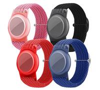 Paquete de 4 pulseras para niños para AirTag, pulsera trenzada de nailon con soporte para rastreador GPS para Apple Air Tag, correa de seguridad ajustable antipérdida para niños, suministros de