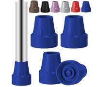 Paquete de 4 puntas de goma de repuesto para bastón de 3/4 pulgadas, puntas de muleta de goma resistentes antideslizantes para caminantes, cómodas, sillas de ducha, patas de bastón (azul)
