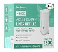 Paquete de 4 recambios de forro de pañales para adultos, compatible con el modelo Janibell Akord 280, sistema de pañales para adultos para eliminar residuos, resistente al olor Comficove