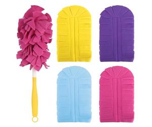 Paquete de 4 recambios magnéticos para Swiffer con 1 mango, plumero reutilizable lavable para plumero Swiffer con imán de polvo, para polvo y suciedad en hogares y escuelas