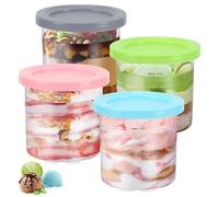 Paquete de 4 recipientes para helado para accesorios de máquina de helado Ninja Creami para las series NC299, NC300, NC301, a prueba de fugas y fácil de limpiar