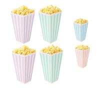 Paquete de 4 recipientes reutilizables para palomitas de maíz, cada caja tiene capacidad para 60 g de palomitas de maíz clásicas a rayas de colores aleatorios, ideal para noches de cine en familia