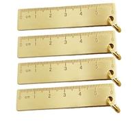 Paquete de 4 reglas pequeñas de metal de latón de 6 cm, llavero colgante de 3 mm de grosor para medición de precisión en arte, ingeniería y educación