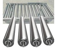 Paquete de 4 Rodillos transportadores de Acero Inoxidable, diámetro de 2,54 a 6,16 cm, Extremos galvanizados, 100 cm de Longitud, Ideales para fábricas y Aplicaciones industriales.