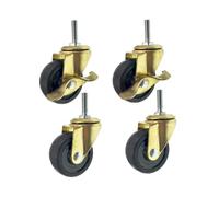 Paquete de 4 ruedas giratorias de goma de 5 cm para muebles, ruedas móviles de repuesto, vástago roscado M8 x 25 mm, capacidad de carga de 60 kg