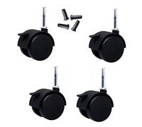 Paquete de 4 Ruedas giratorias de Nailon para Cuna Infantil, de 2 Pulgadas, con Freno, Accesorios para Cuna, soportan hasta 150 kg, Incluyen Tornillos, Color Negro (con émbolo).