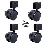 Paquete de 4 Ruedas giratorias de Nailon para Cuna Infantil, de 2 Pulgadas, con Freno, Accesorios para Cuna, soportan hasta 150 kg e Incluyen Tornillos. Color Negro (Soporte en U de 25 mm).