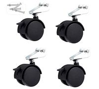 Paquete de 4 Ruedas giratorias de Nailon para Cuna Infantil, de 2 Pulgadas, con Freno, Accesorios para Cuna, soportan hasta 150 kg e Incluyen Tornillos. Color Negro (Soporte en L de 22 mm).