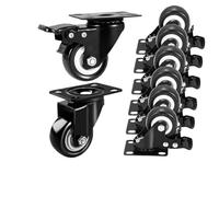 Paquete de 4 ruedas giratorias negras de 1,5/2 pulgadas, maquinaria for muebles de alta resistencia, rueda Universal, freno plano, polea giratoria de taladro dorado(2 swivel 2 brake,1.5 inch)