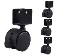 Paquete de 4 Ruedas Giratorias para Muebles con Soporte en Forma de U,Ancho de Madera Contrachapada 16/18/20/22/25mm,1.5/2in Ruedas de PláStico MóViles,con Freno,para Puesto de Flores(25mm,2in)