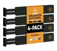 Paquete de 4 separadores de cajones de bambú de 2.6 pulgadas de alto, organizadores de cajones ajustables de 16 a 22 pulgadas para ropa, separadores de tocador expandibles en dormitorio, baño, cocina,