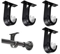 Paquete de 4 Soportes de Barra de Cortina de Techo, Soporte de riel de Cortina Resistente, aleación de Aluminio, Soporte de Barra de Cortina Negra, Soportes de Techo para Postes de Cortina 25-30mm