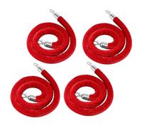 Paquete de 4 soportes de cuerda roja de terciopelo para eventos, barreras de control de multitudes, gestión de colas VIP, gancho plateado trenzado, perfecto para fiestas y alfombras rojas