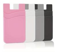 Paquete de 4 soportes de silicona adhesivos para tarjetas para dispositivos móviles, universal tipo billetera para tarjetas de crédito, bolsillo compatible con Samsung la mayoría de los smartphones