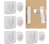 Paquete de 4 soportes magnéticos para control remoto montado en la pared, sin taladrar, soporte magnético fuerte, organizador de pared universal para el hogar, oficina, almacenamiento de suministros