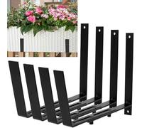 Paquete de 4 soportes para caja de ventana, soporte ajustable para macetero de hierro resistente, soporte flotante para barandilla, cubierta, ventana, pared, jardín, vallas, patio, balcones