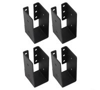 Paquete de 4 soportes para colgar vigas de 2 x 4, conectores de viga de hierro negro, soportes de esquina de refuerzo de cenador para estructuras de madera a madera